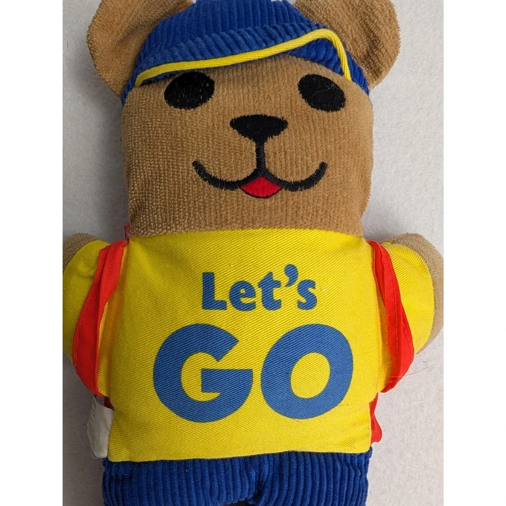 Vintage 1983 Johnson & Johnson Let's Go Bear Plush Toy with Book 10